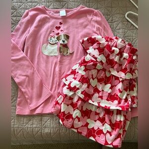 Pink and Red Heart Kids Skort Set